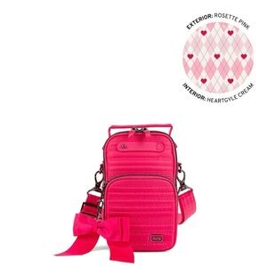 Lug Skeeter Mini Bridge Love Convertible Crossbody with Bow. NWT Rosette Pink